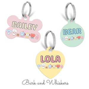 Personalized BT21 Inspired Pet Tag Custom QR Code Wish Bone Round Ghibli Double Sided Pet Tags
