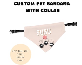 Personalized Soot Sprite Anime Pet Bandana Custom Ghibli Susuwatari Over The Collar Dog Bandana Pet Bandana With Collar