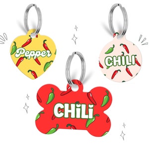 Chili pepper pet tag Dog Tag, Personalized Pet Accessories for Dogs and Cats, Custom Dog ID Tag, Double Sided Cat Tag, Pepper dog tag