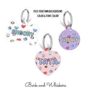 Personalized BT21 Inspired Pet Tag Custom QR Code Wish Bone Round Ghibli Double Sided Pet Tags