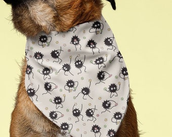 Personalized Soot Sprite Inspired Pet Bandana, Custom Over the Collar Dog Bandana, Pet Bandana With Collar, Pet scarf, Pet gift, Anime scarf
