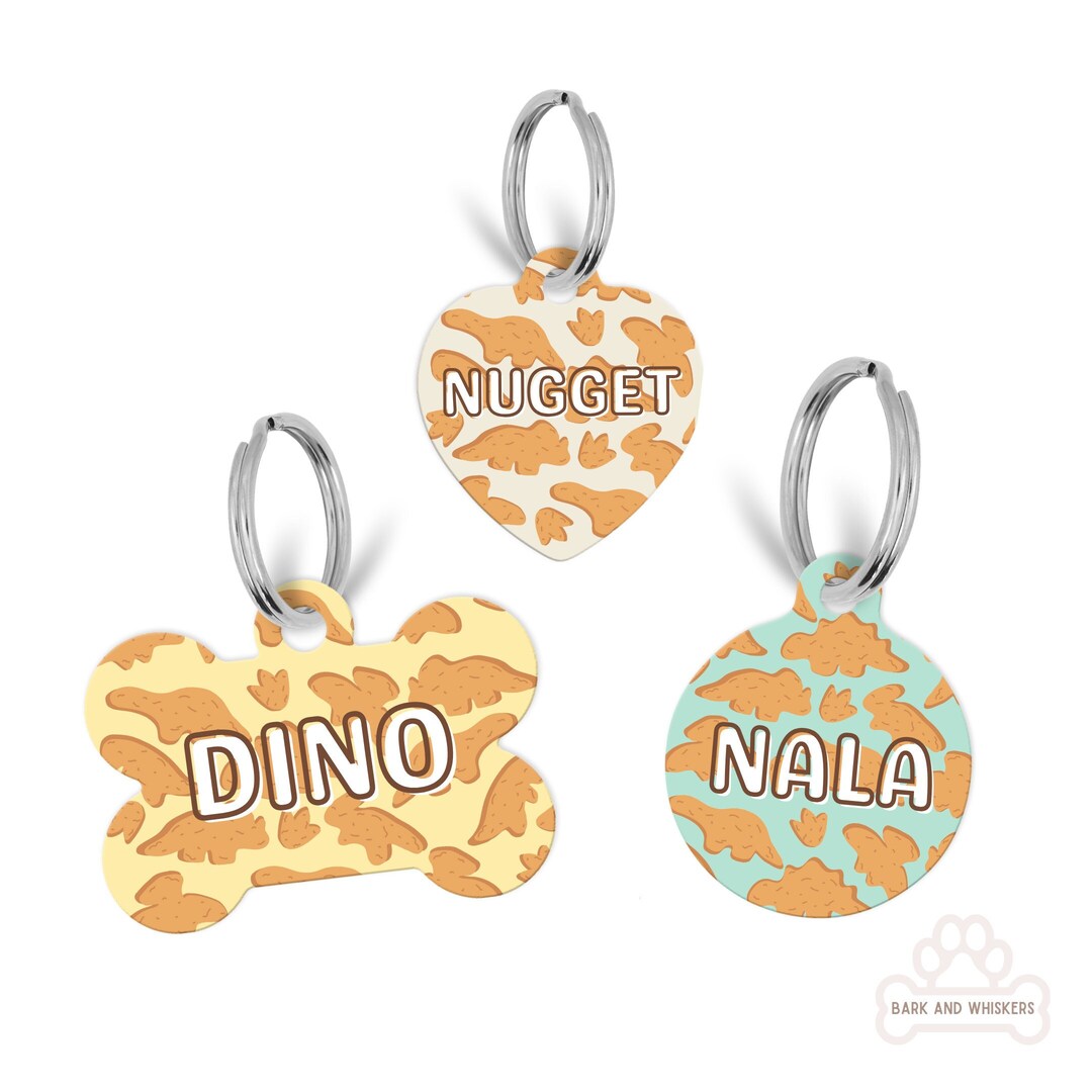 Dino Nugget Pet Tag, Double Sided Dog Tag for Dog, Pet ID Tag, Custom ...