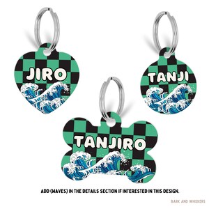 Checkered Pet ID Tag, Custom Dog Tag, Anime Inspired image 3