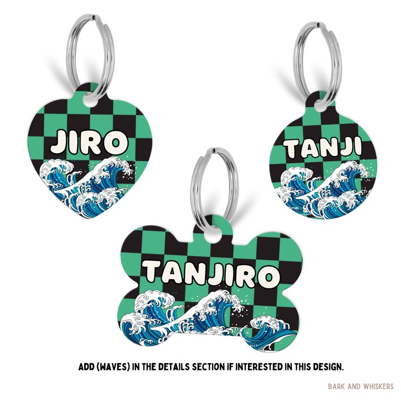 Checkered Pet ID Tag, Custom Dog Tag, Anime Inspired image 3