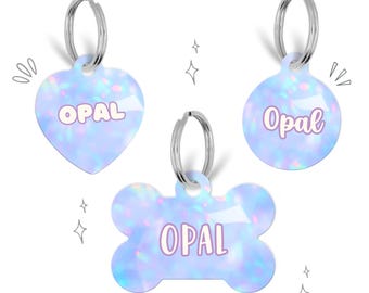 Opal Pet Tag, Cute Noodle Pet ID Tags, QR Pet Tags, Scannable QR Pet Tags, Gifts for Cats, Gifts for Dogs, Double Sided Pet Tags, Baby Blue