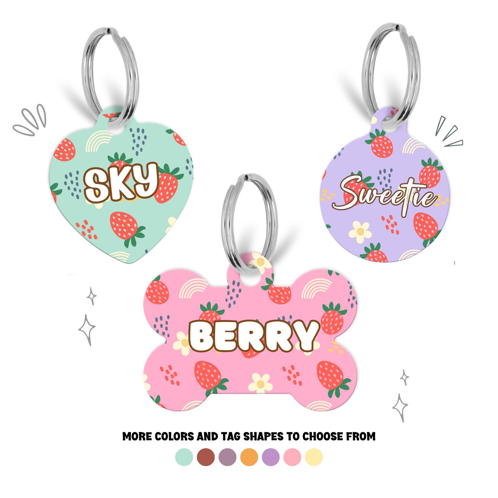 Raspberry Dog Tag Personalized Strawberry Pet ID Tag, Custom Dog Cat Berry Fruit Tag (QR ...