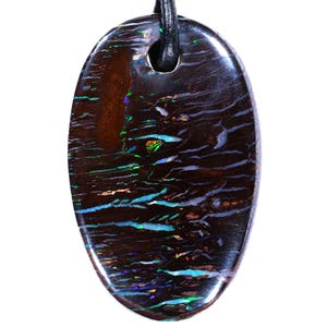 Fiery Multicolor Australian Koroit Boulder Opal Pendant Necklace 49ct