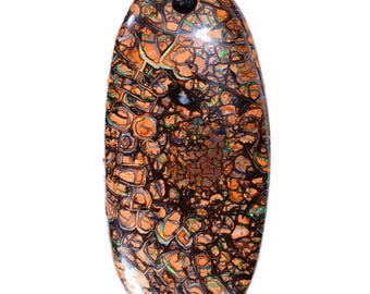 Boulder Opal Pendant Necklace 83ct Rainbow Fire October Birthstone
