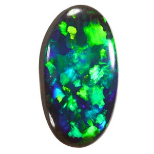 0.5ct Natural Australian Black Opal - Oval Bright Green Blue Flash - Genuine Black Opal Direct from Lightning Ridge Australia