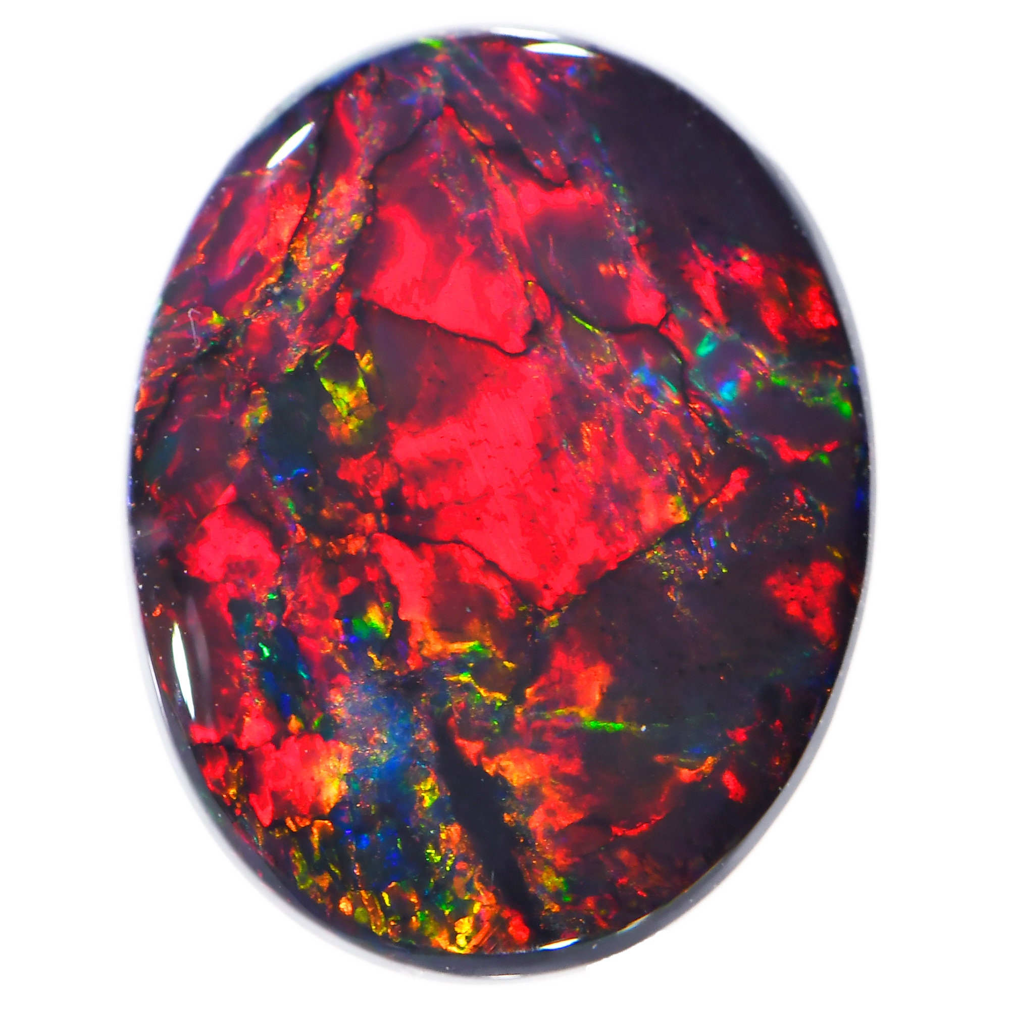 4.1 Carat Unset Red Black Opal Stone 6668