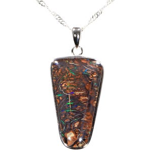 Koroit Opal 34.5 ct | Boulder Opal Silver Pendant | Valentine’s Gift for Her | Natural Australian Opal Necklace | Sterling Silver Jewelry
