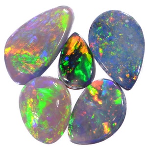 Mixed Australian Opal Parcel 3.04 ctw, Neon Bright Multi Color Flash, Australian Natural Opal Set, Crystal Opal, Black Opal, Dark Opal image 1