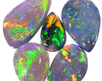 Mixed Australian Opal Parcel 3.04 ctw, Neon Bright Multi Color Flash, Australian Natural Opal Set, Crystal Opal, Black Opal, Dark Opal