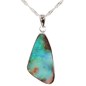 Genuine Boulder Opal Pendant 22.8 ct | Unique Valentine’s Gift | Handmade Silver Necklace for Her | Gift for her | Sterling Silver Jewelry