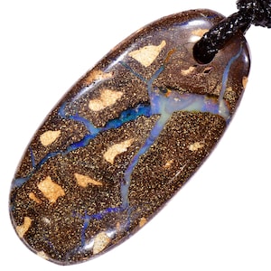 Australian Natural Boulder Opal Pendant 85ct– Large Oval – Natural Veins Pattern - Adjustable necklace