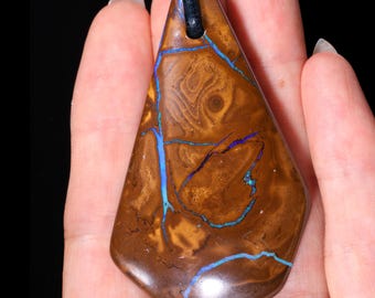 Opal Necklace Large Boulder Opal 187ct October Birthstone Jewelry