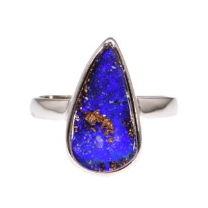 Australian Boulder Opal US7, Sterling Silver Opal Ring, Ladies Unisex Jewelry