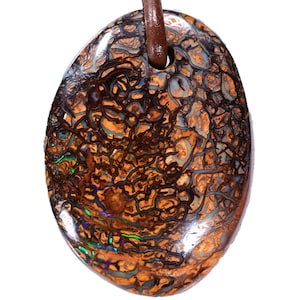 Firery Australian Koroit Boulder Opal Pendant Necklace Double sided 86ct
