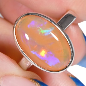 Sterling Silver Australian Boulder Opal Ring - US 6 3/4