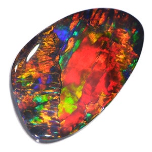 3.52ct Australian Natural Black Opal Bright Rainbow Fire Freeform