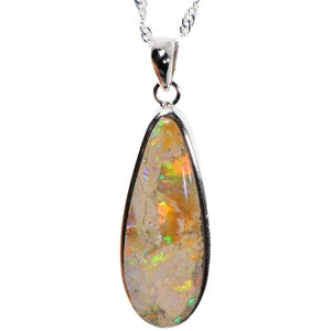Boulder Opal Pendant  23.8 ct | Genuine Boulder Opal Pendant | Unique Valentine’s Gift | Handmade Silver Necklace for Her