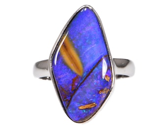 Sterlingzilveren ring Boulder Opal: Australische edelsteen, Amerikaanse maat 9