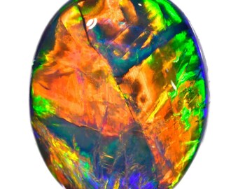 Metallic Multi Color Fire Absolute Gem Black Opal 5.56 ct 14 x 11mm