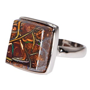 Opal Ring, Sterling Silver Ring, Australian Boulder Opal US9 3/4, Ladies Unisex Jewelry, Valentines Promise Ring