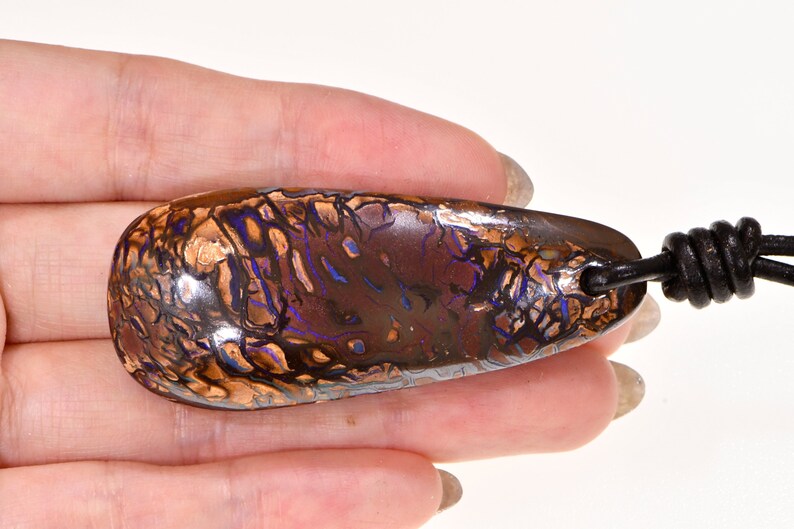 Pendant Necklace Koroit Boulder Opal Purple Holiday Gift Etsy