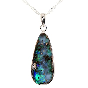Boulder Opal Silver Pendant 20.9 ct | Valentine Day Gift for Her | Natural Australian Opal Necklace | Sterling Silver Jewelry | Gift for her