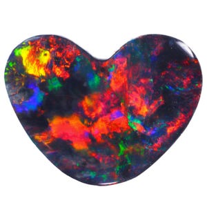 1.7ct Black Opal Heart-Bright Red and Multi Color Fire