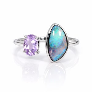 Australian opal ring - Sterling silver ring - Size US 10