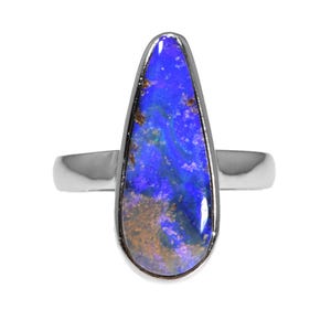 Sterling Silver Natural Australian Boulder Opal Ring US8