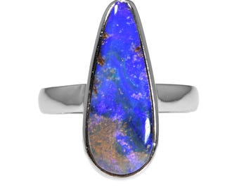 Opal Ring Australian Opal Sterling Silver US8