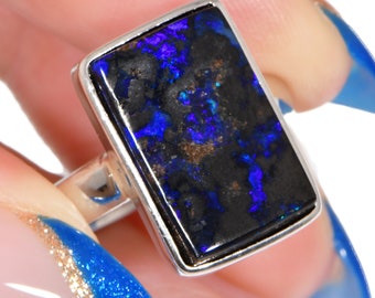 Sterlingzilveren ring Boulder Opal: gerhodineerd, Amerikaanse maat 7