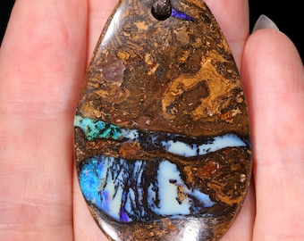 Opal Necklace Australian Boulder Opal Pendant October Birthstone Jewelry 95ct
