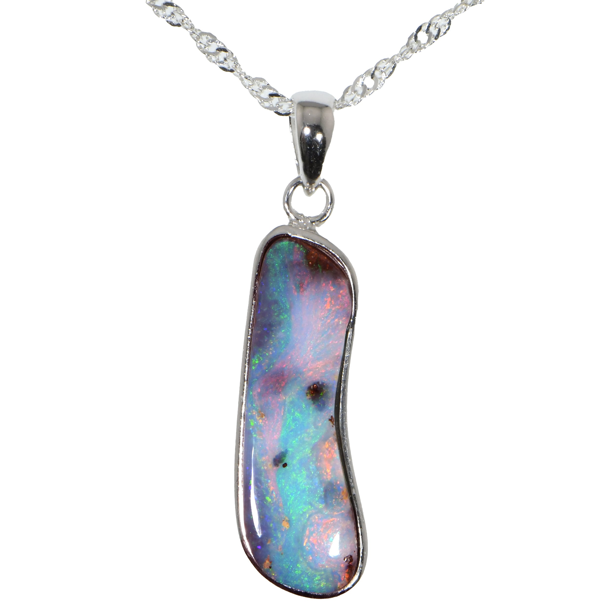 Collier Ras Du Cou Argent Avec Grande Opale Boulder D'Australie - Neuf Bimonia