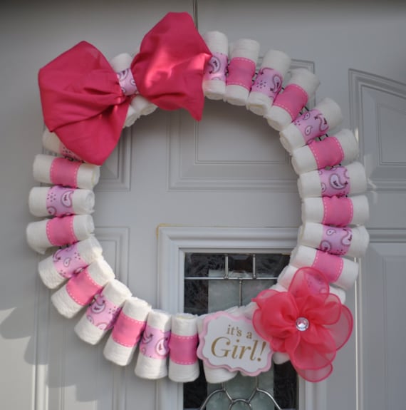 baby girl diaper wreath