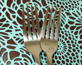 Wedding forks, "I do, Me too"