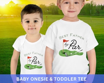 MEILLEUR père PAR PAR | Grenouillère pour bébé et t-shirt pour tout-petit | Illustration aquarelle de golf | Premiers vêtements pour enfants pour la fête des pères