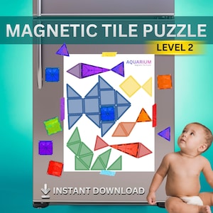 Magnetic Tile Puzzle Level 2: Aquarium — Instant Download Activity for Toddlers