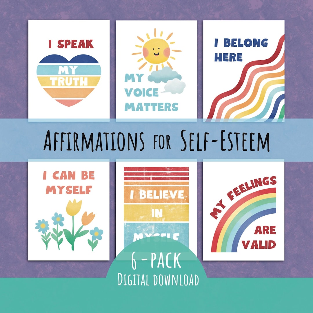 Self-esteem Affirmations for Kids Bundle | Positive Quote Art ...