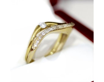 18Ct Gold Wave Style with brilliant Cut Eternity Diamond Anniversary Ring | Engagement Diamond Ring | Diamond Ring Gift | Wedding Band Ring