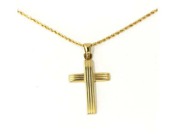 18K Yellow Gold Cross Necklace 