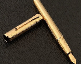 PENBBS 499 Gold-plated Brass Fountain Pen - 129 Spiral Diamond F