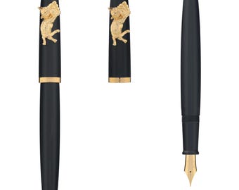 PENBBS 498 Acrylic Fountain Pen - Black F (golden)