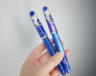 PENBBS 498 Acrylic Fountain Pen - Purple Cloud(almost blue) F