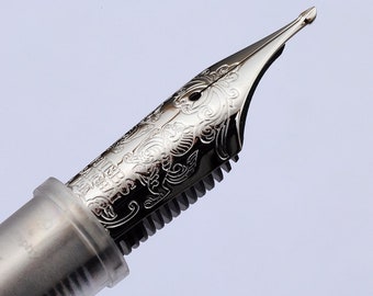 14K Gold - PENBBS Model 353 Nib Charm - No.4 Calligraphy (silver version)