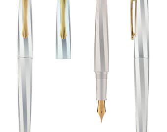 PENBBS Model 550 Aluminum Alloy Fountain Pen - Silver Velvet golden RM nib