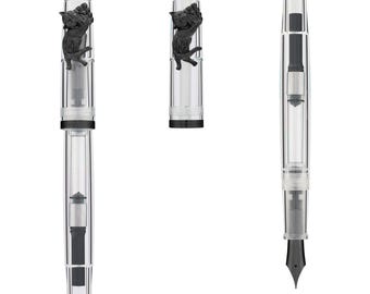 PENBBS 498 Acrylic Fountain Pen - Clear Glass F (black)